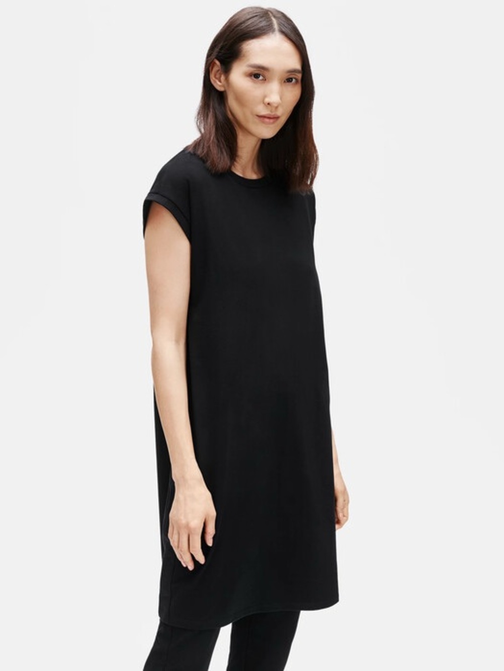*EILEEN FISHER* Black Scoop Neck Short Sleeve Dress Size XL